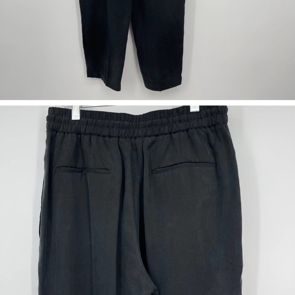 ATM Black Tencel Drawstring Pants Crop Tapered Straight Leg Womens Small Stretch - Picture 4 of 6